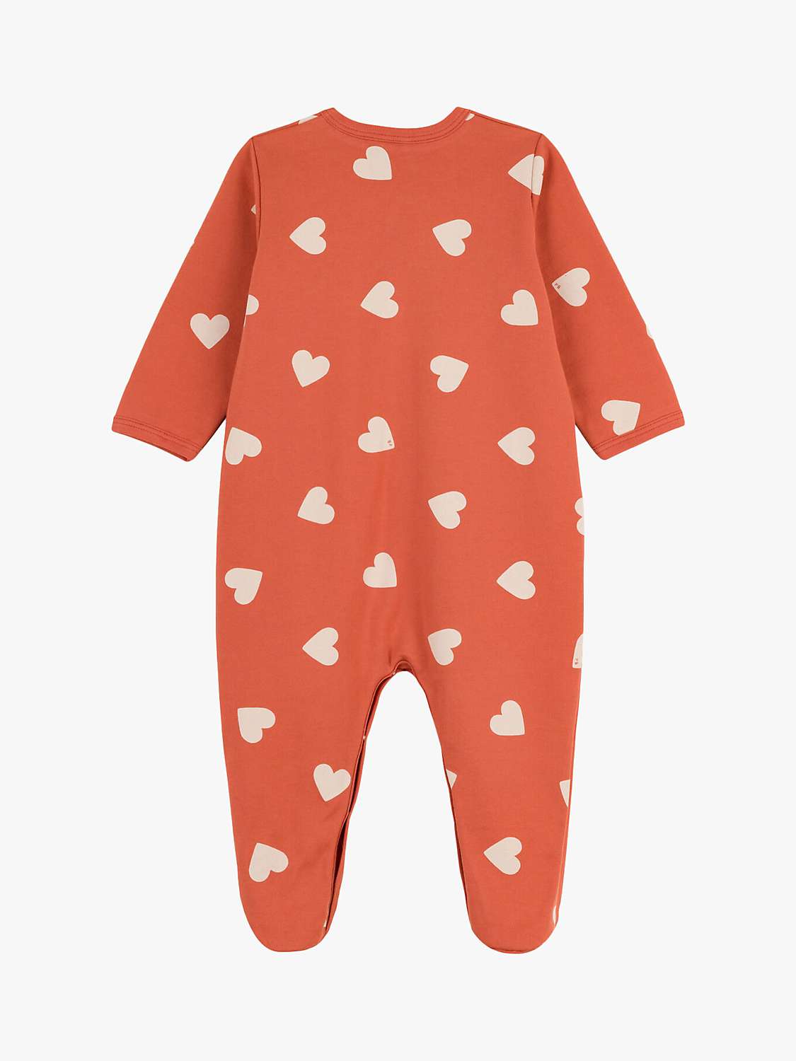 Buy Petit Bateau Baby Heart Fleece Sleepsuit, Brandy/Avalanche Online at johnlewis.com
