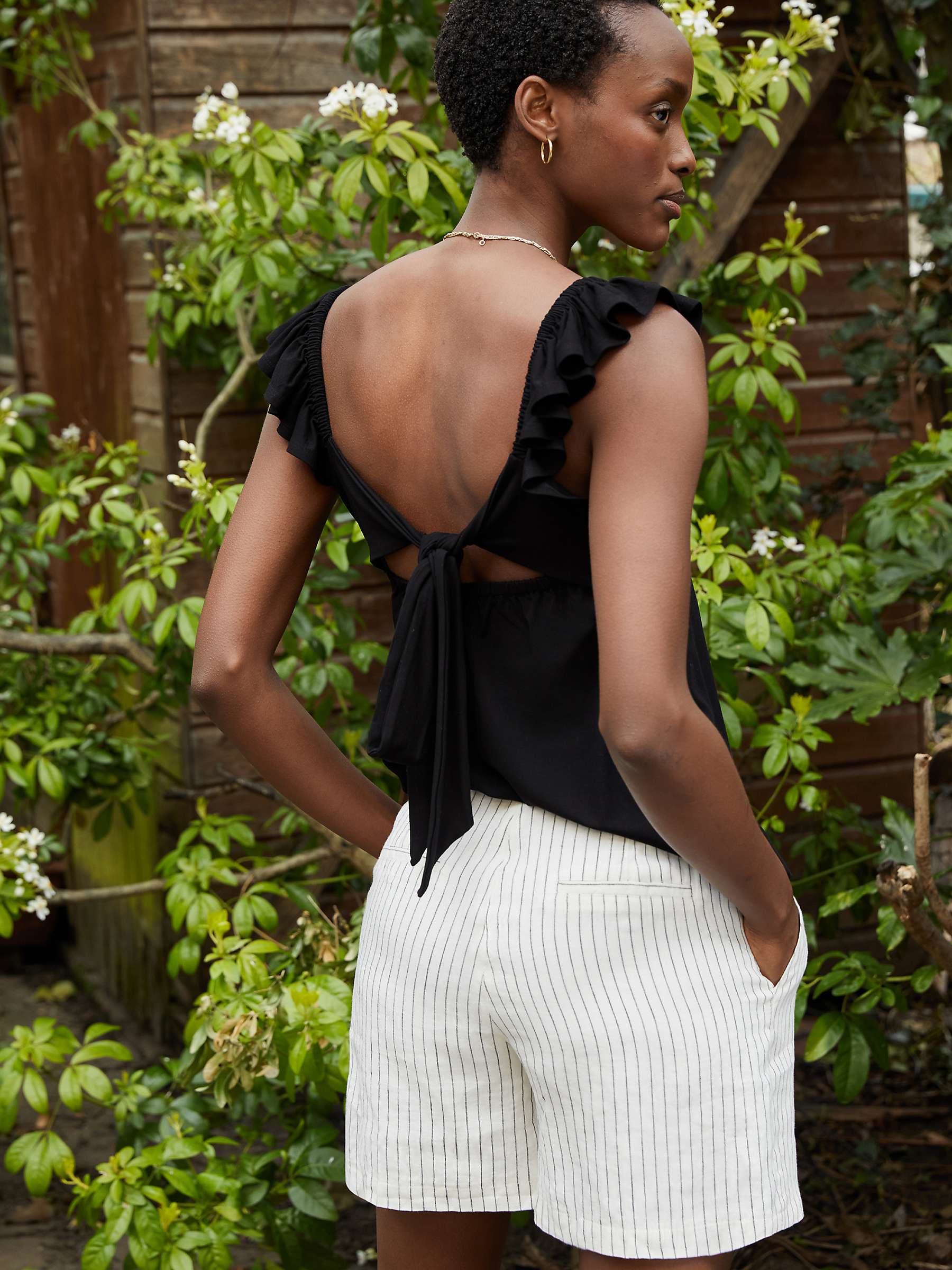 Buy Baukjen Loretta Linen Shorts, White Stripe Online at johnlewis.com