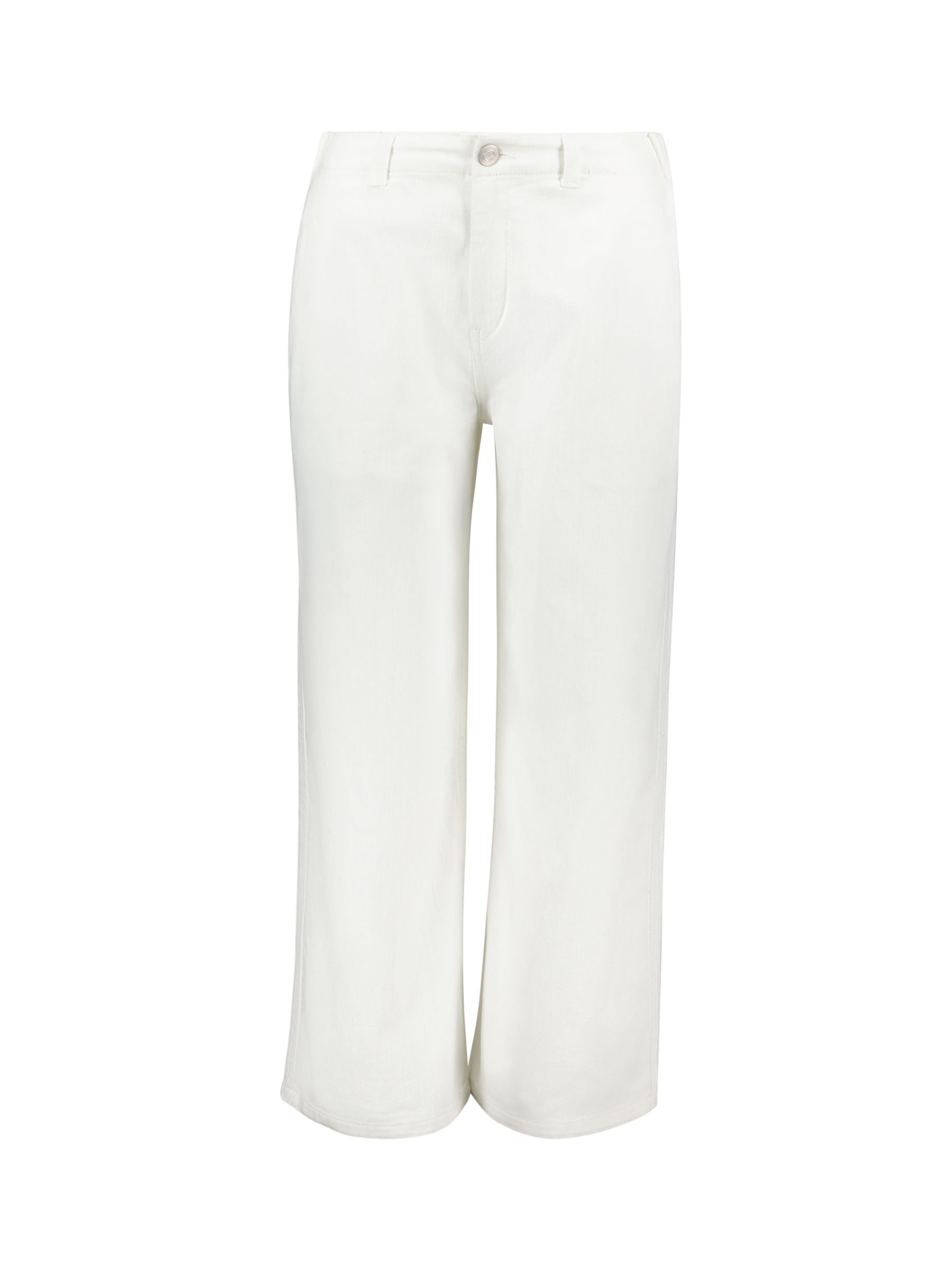 Baukjen Organic Utility Wideleg Crop Jeans, Soft White at John Lewis ...
