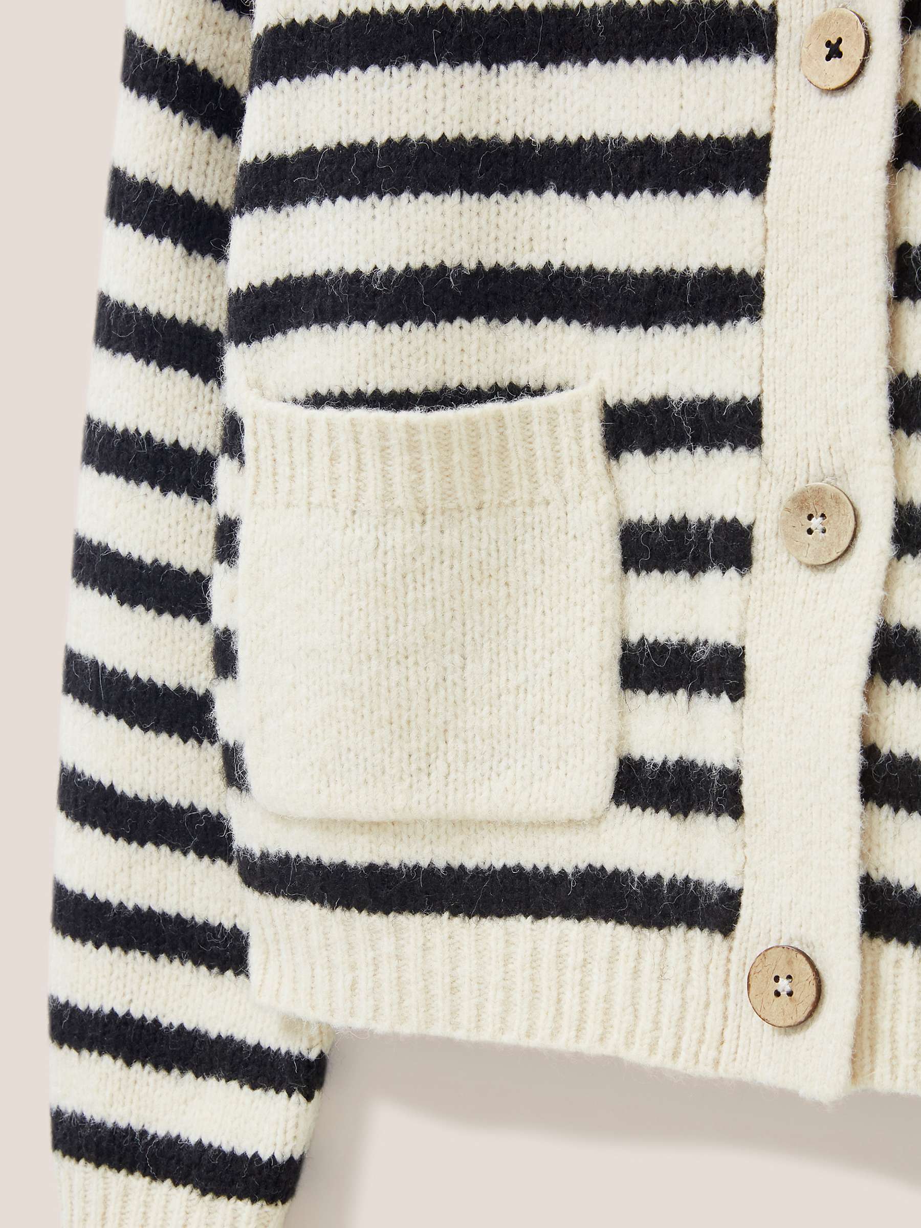 Buy White Stuff Bonnie Wool Blend Striped Cardigan, Ivory/Black Online at johnlewis.com