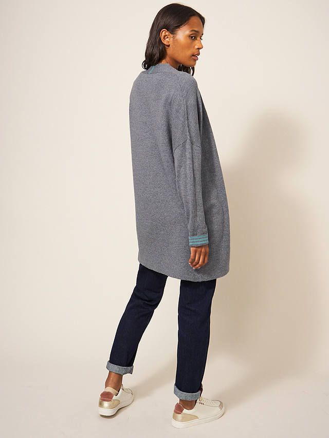 White Stuff Laura Wool and Cotton Blend Cardigan, Grey Marl