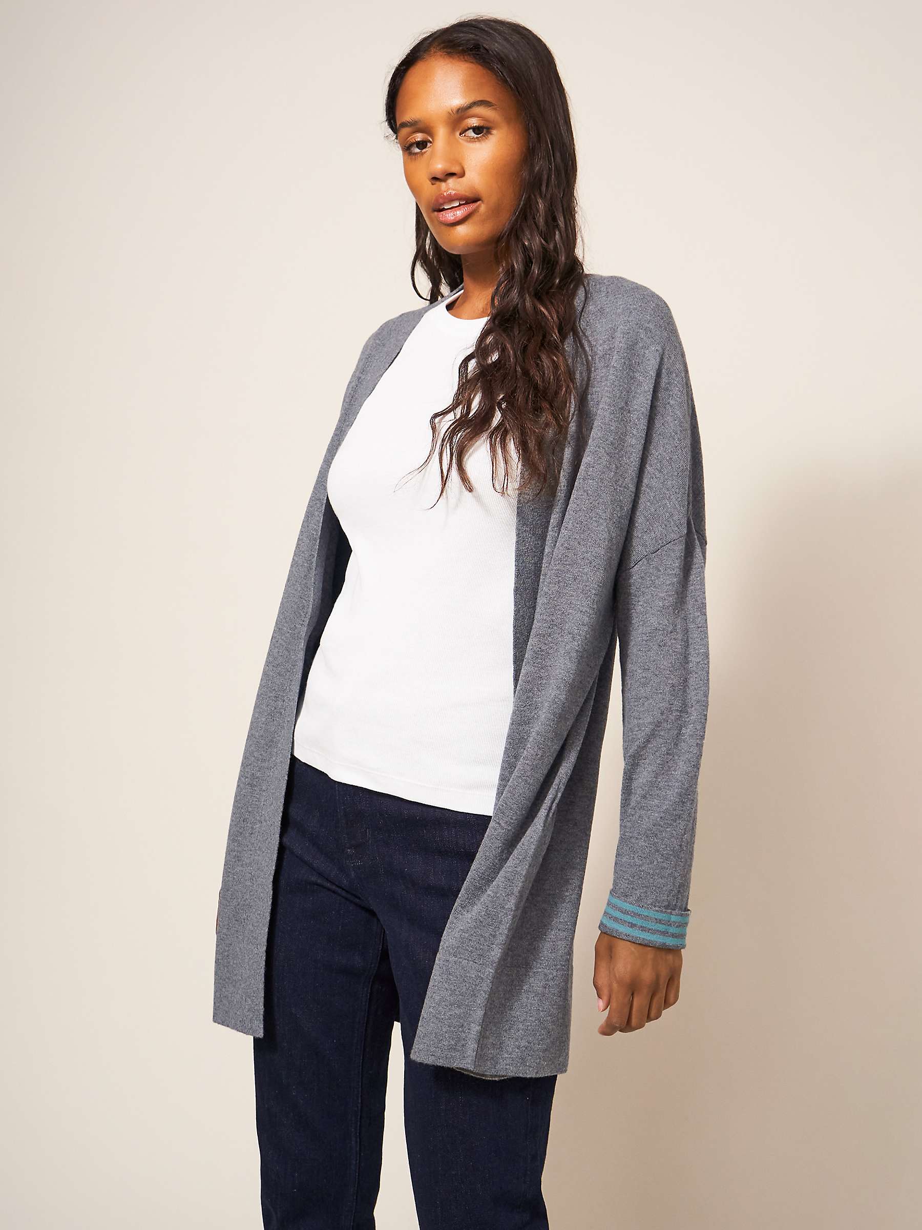 Buy White Stuff Laura Wool and Cotton Blend Cardigan, Grey Marl Online at johnlewis.com