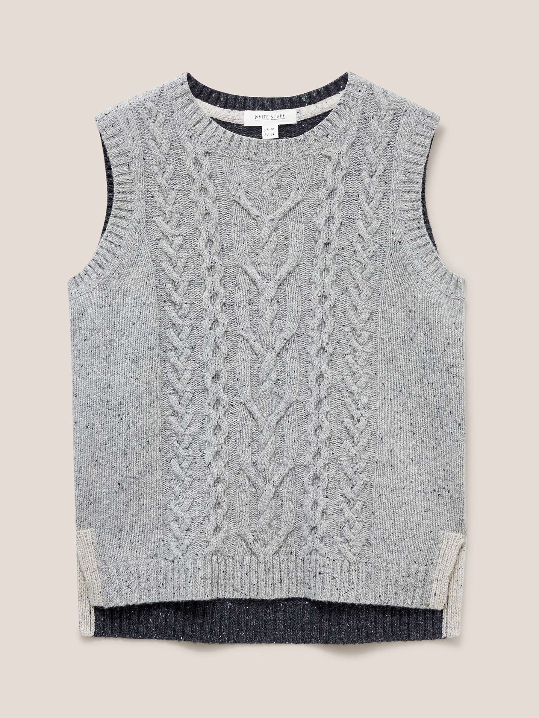 Buy White Stuff Cable Knit Wool Blend Tank Top, Grey/Multi Online at johnlewis.com