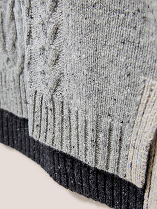 White Stuff Cable Knit Wool Blend Tank Top, Grey/Multi