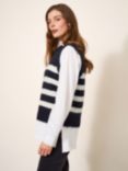 White Stuff Knitted Wool Blend Stripe Vest, Black/White, Black/White