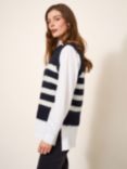White Stuff Knitted Wool Blend Stripe Vest, Black/White