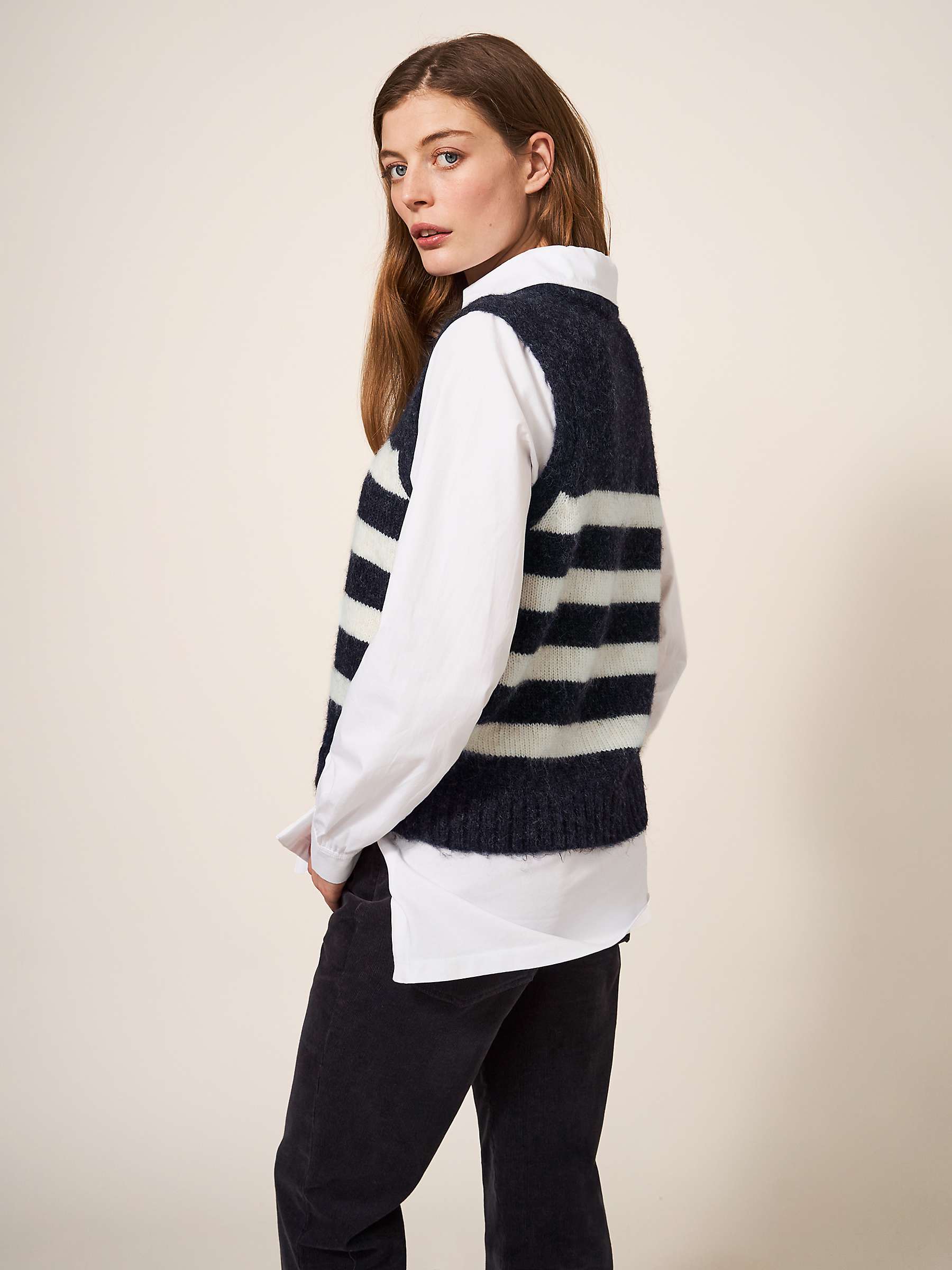Buy White Stuff Knitted Wool Blend Stripe Vest, Black/White Online at johnlewis.com