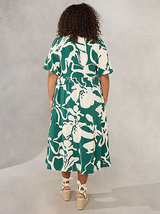 Live Unlimited Curve Floral Tiered Midi Dress, Green
