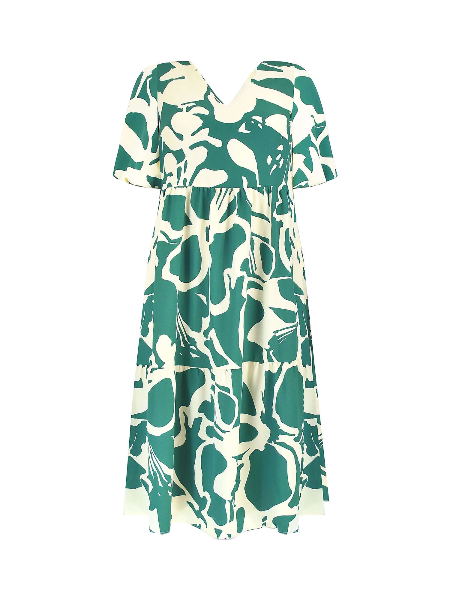 Buy Live Unlimited Curve Floral Tiered Midi Dress, Green Online at johnlewis.com