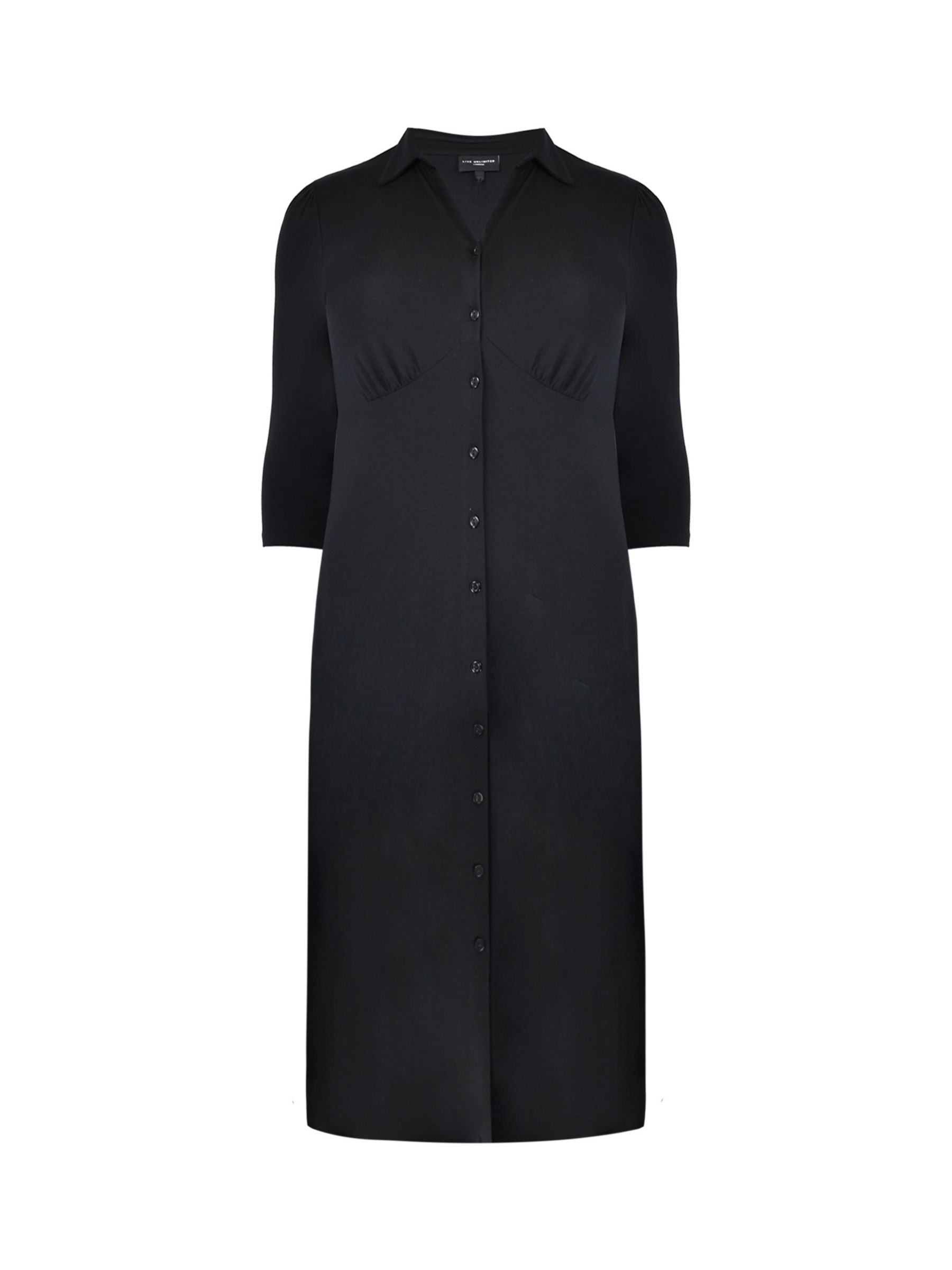 Live Unlimited Curve Midi Shirt Dress, Black at John Lewis & Partners