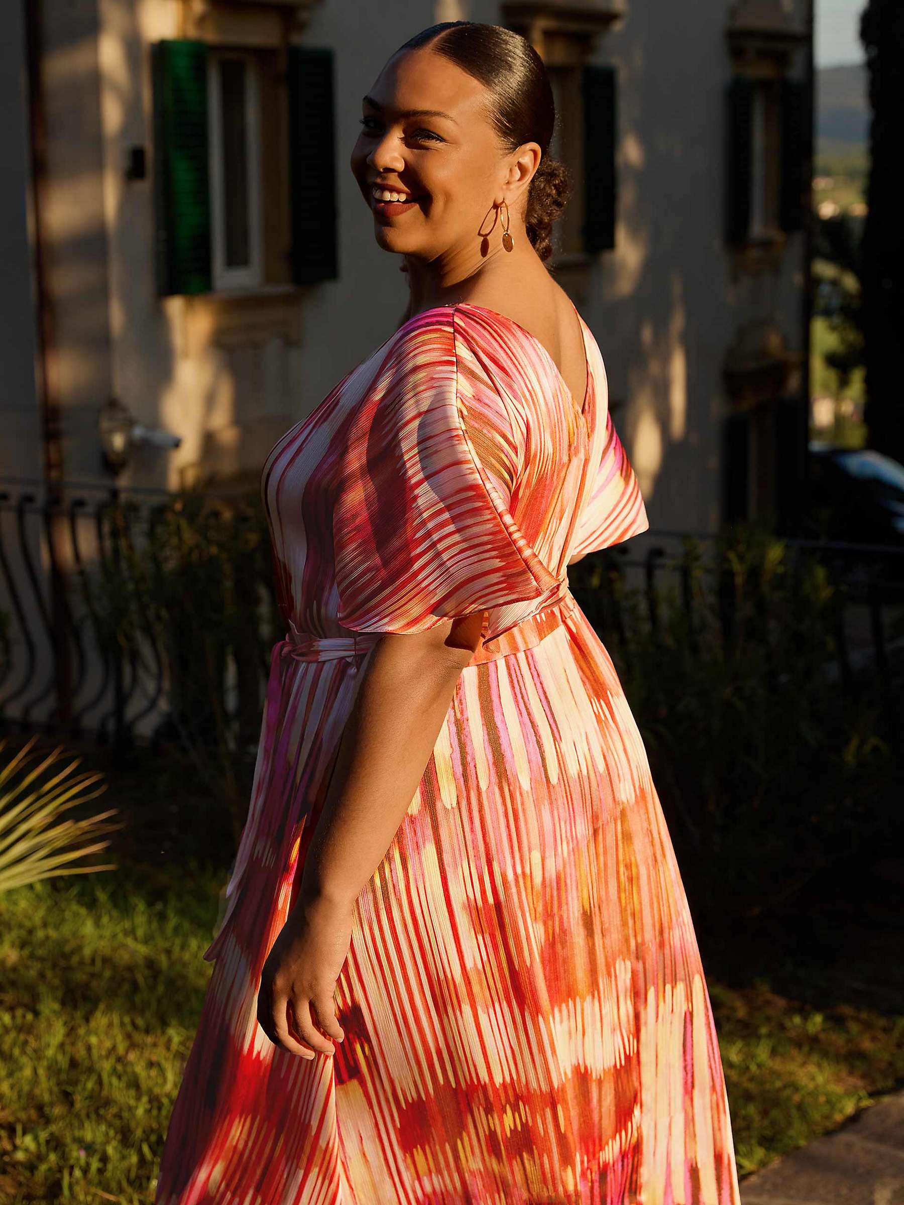 Buy Live Unlimited Curve Tie Dye Kimono Belted Dress, Pink/Multi Online at johnlewis.com