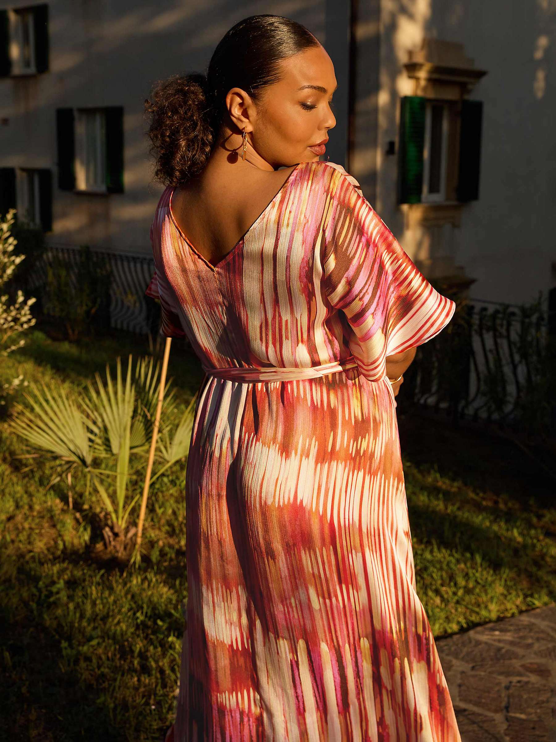 Buy Live Unlimited Curve Tie Dye Kimono Belted Dress, Pink/Multi Online at johnlewis.com