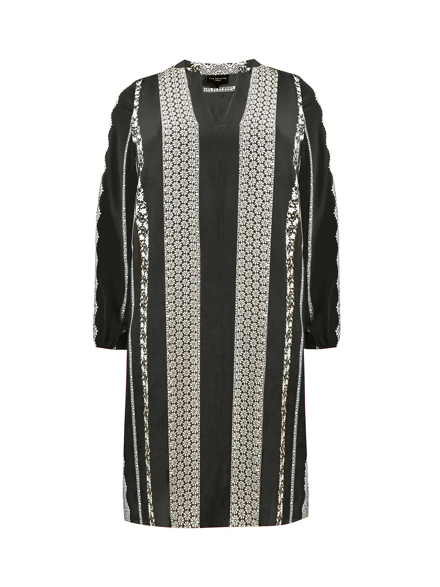 Buy Live Unlimited Curve Batik Stripe Placement Print Dress, Black/Multi Online at johnlewis.com