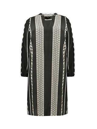 Live Unlimited Curve Batik Stripe Placement Print Dress, Black/Multi