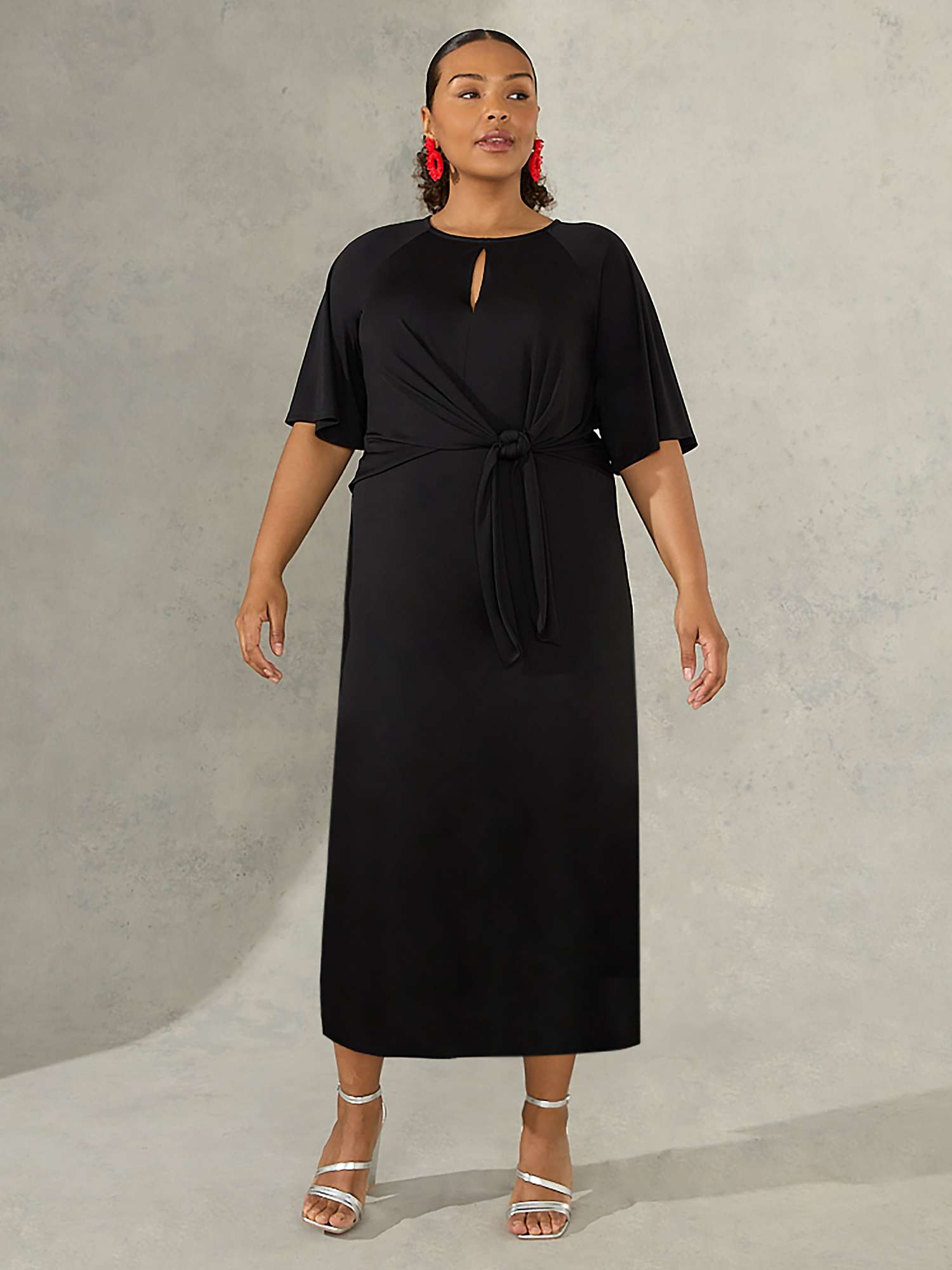 Buy Live Unlimited Curve SideTie Jersey Midi Dress, Black Online at johnlewis.com