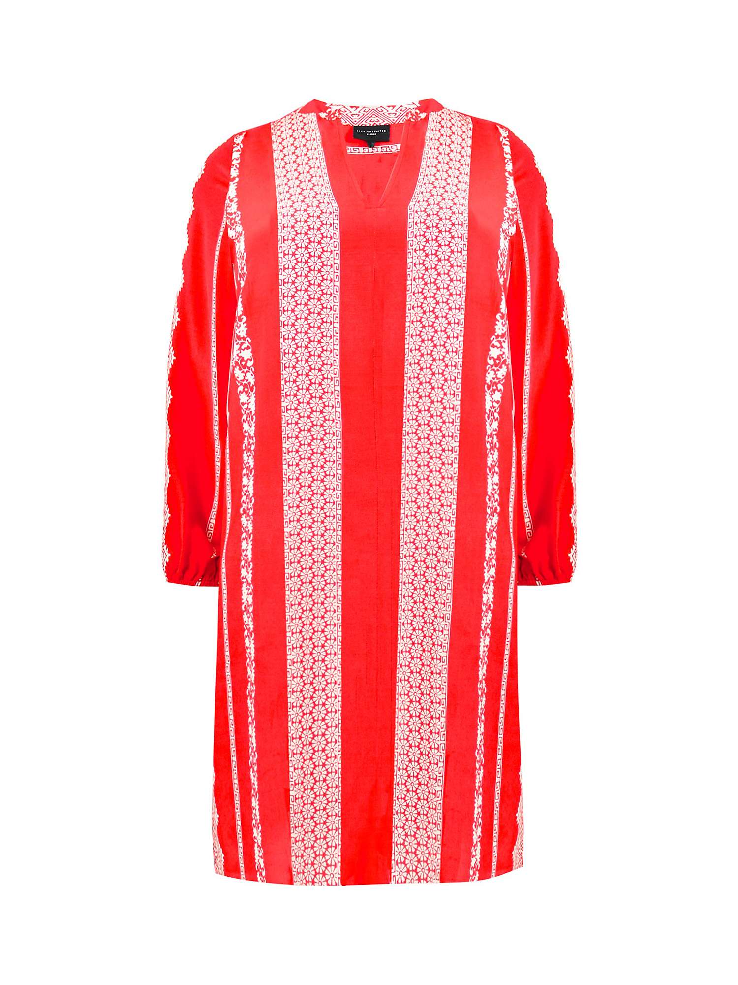 Buy Live Unlimited Curve Batik Stripe Placement Print Shirt Dress, Red Online at johnlewis.com