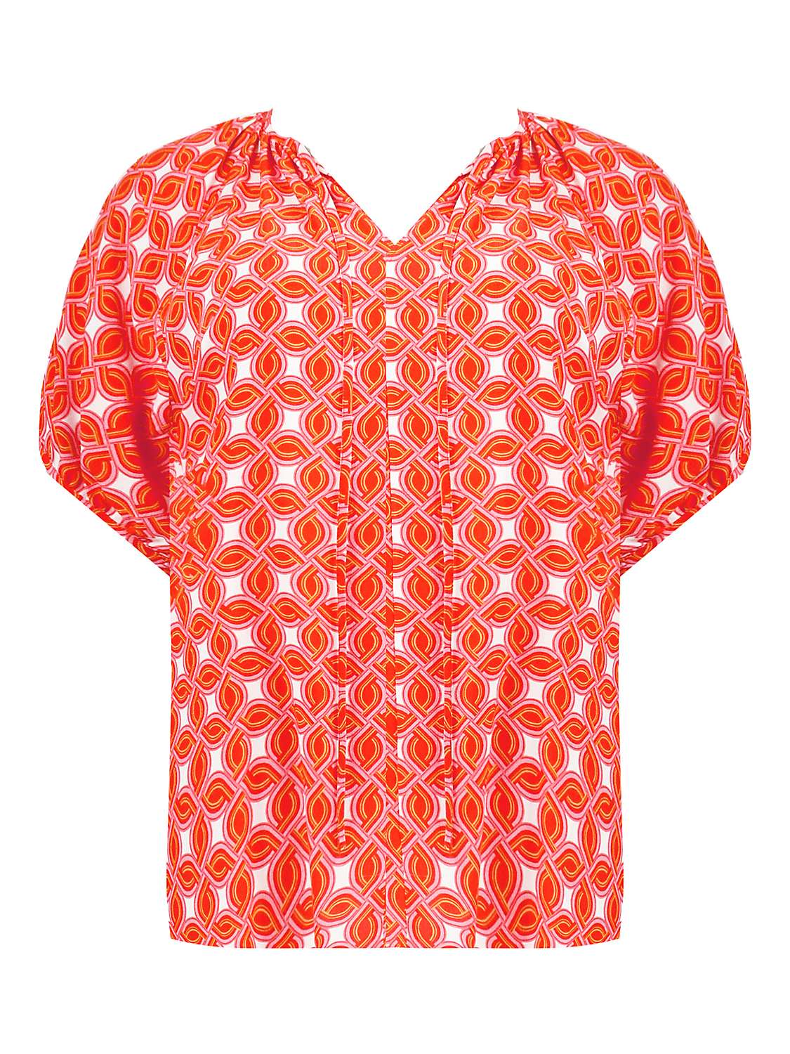 Buy Live Unlimited Curve Geo Print Tie Front Blouse, Red Online at johnlewis.com