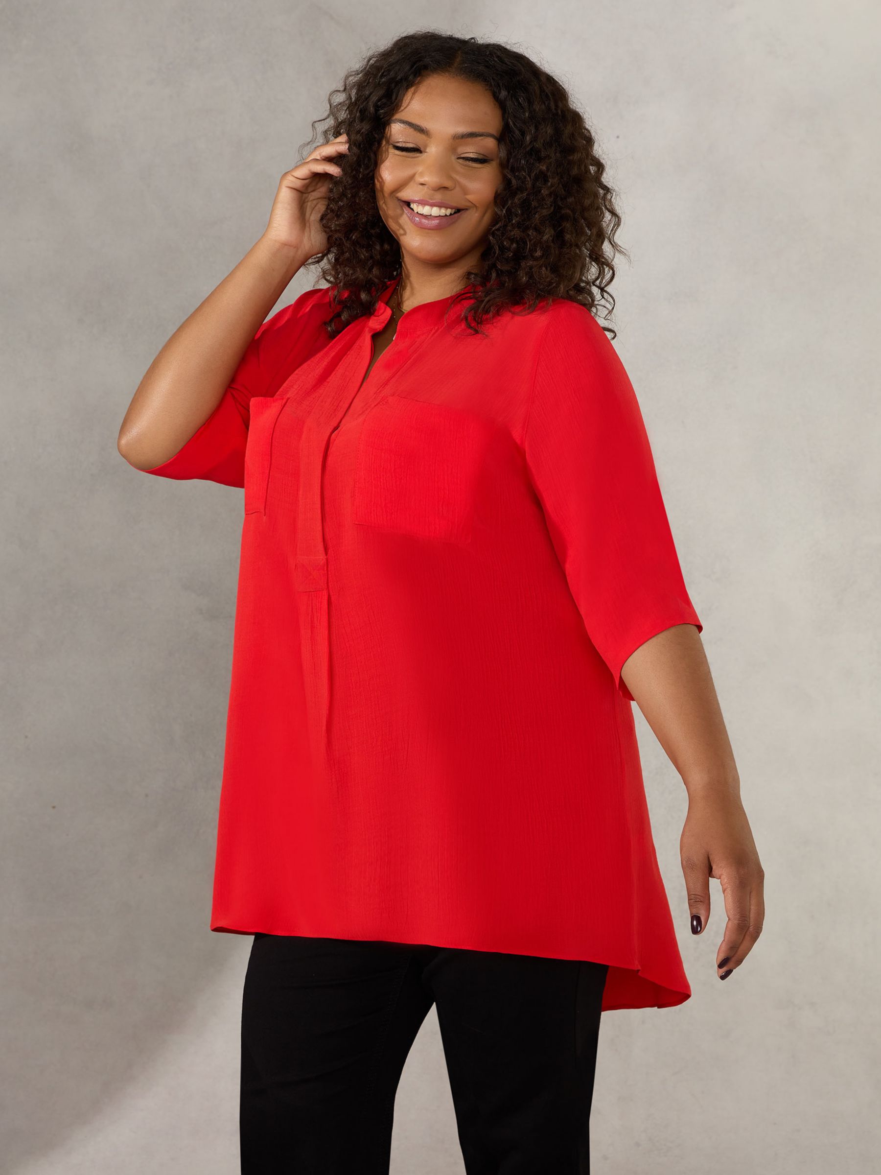 Live Unlimited Curve Highlow Blouse, Red at John Lewis & Partners