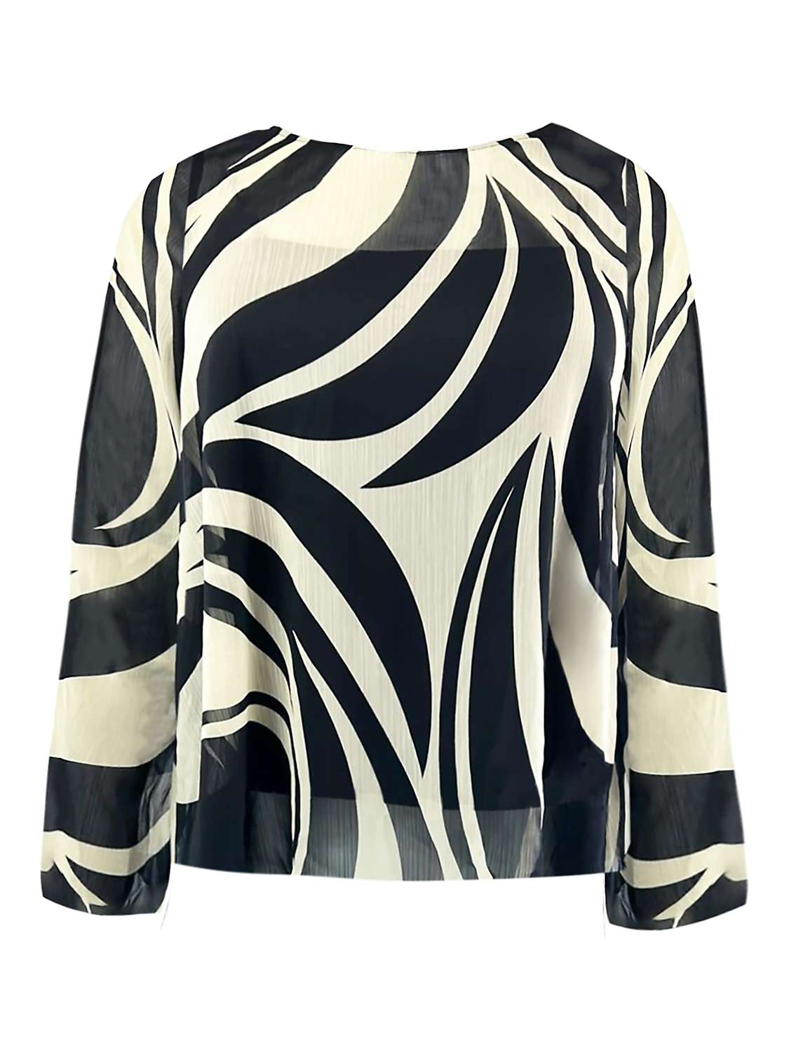 Buy Live Unlimited Curve Mono Swirl Print High Low Chiffon Top, Black Online at johnlewis.com