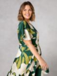 Live Unlimited Curve Floral Belted Dress, Green, Green