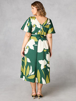 Live Unlimited Curve Floral Belted Dress, Green