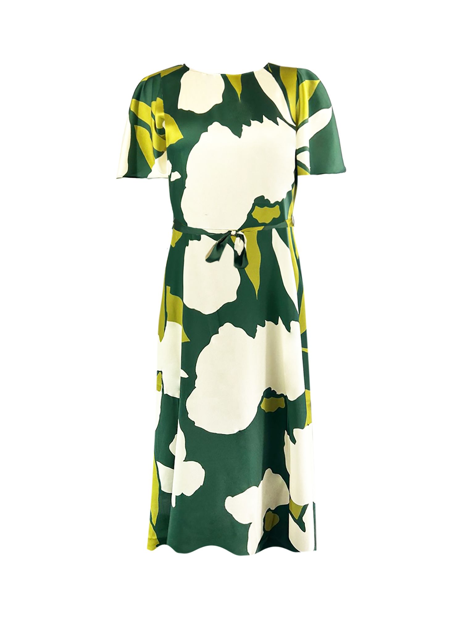 Buy Live Unlimited Curve Floral Belted Dress, Green Online at johnlewis.com