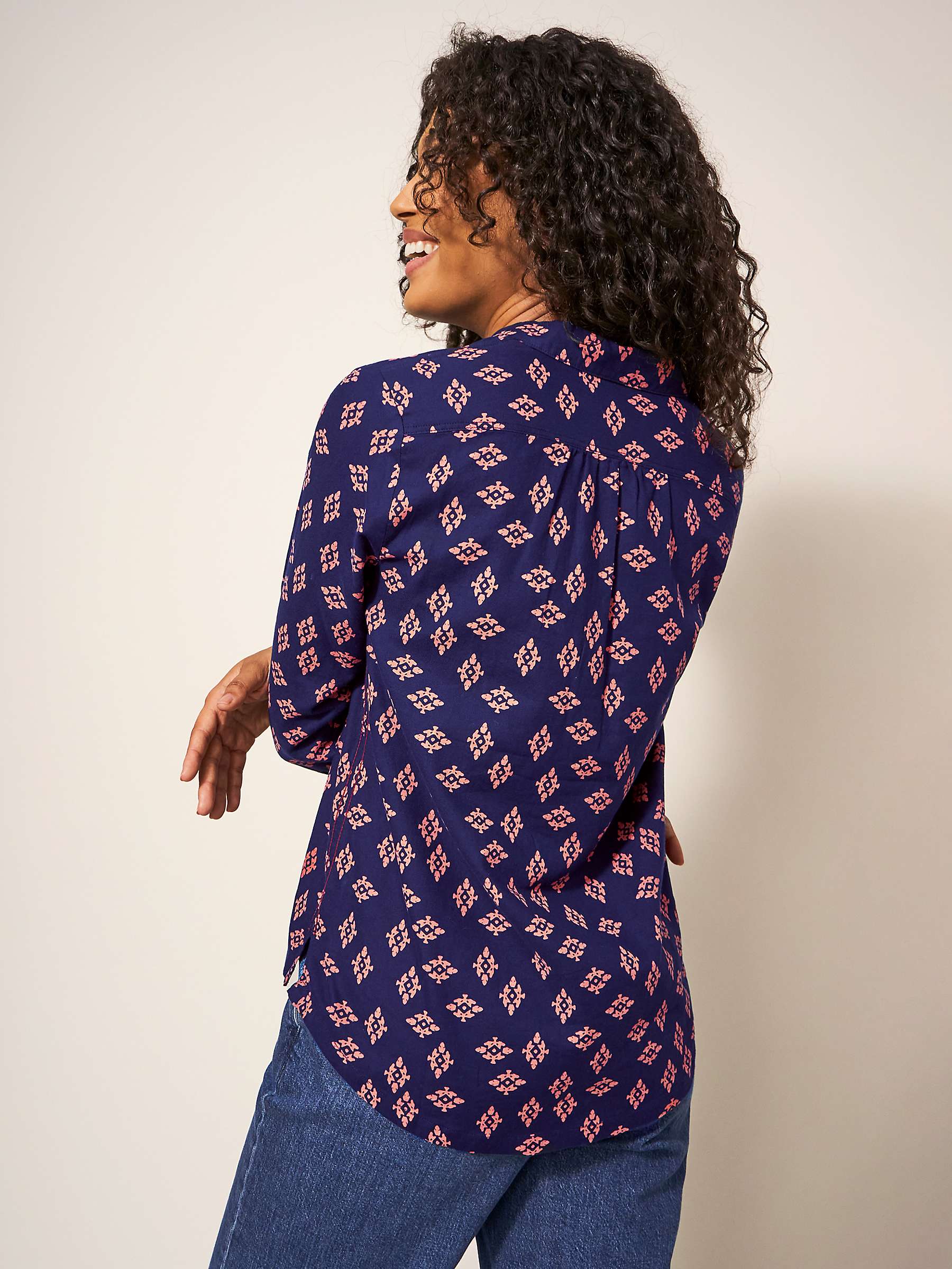 Buy White Stuff Abstract Floral Organic Cotton Shirt, Navy Online at johnlewis.com