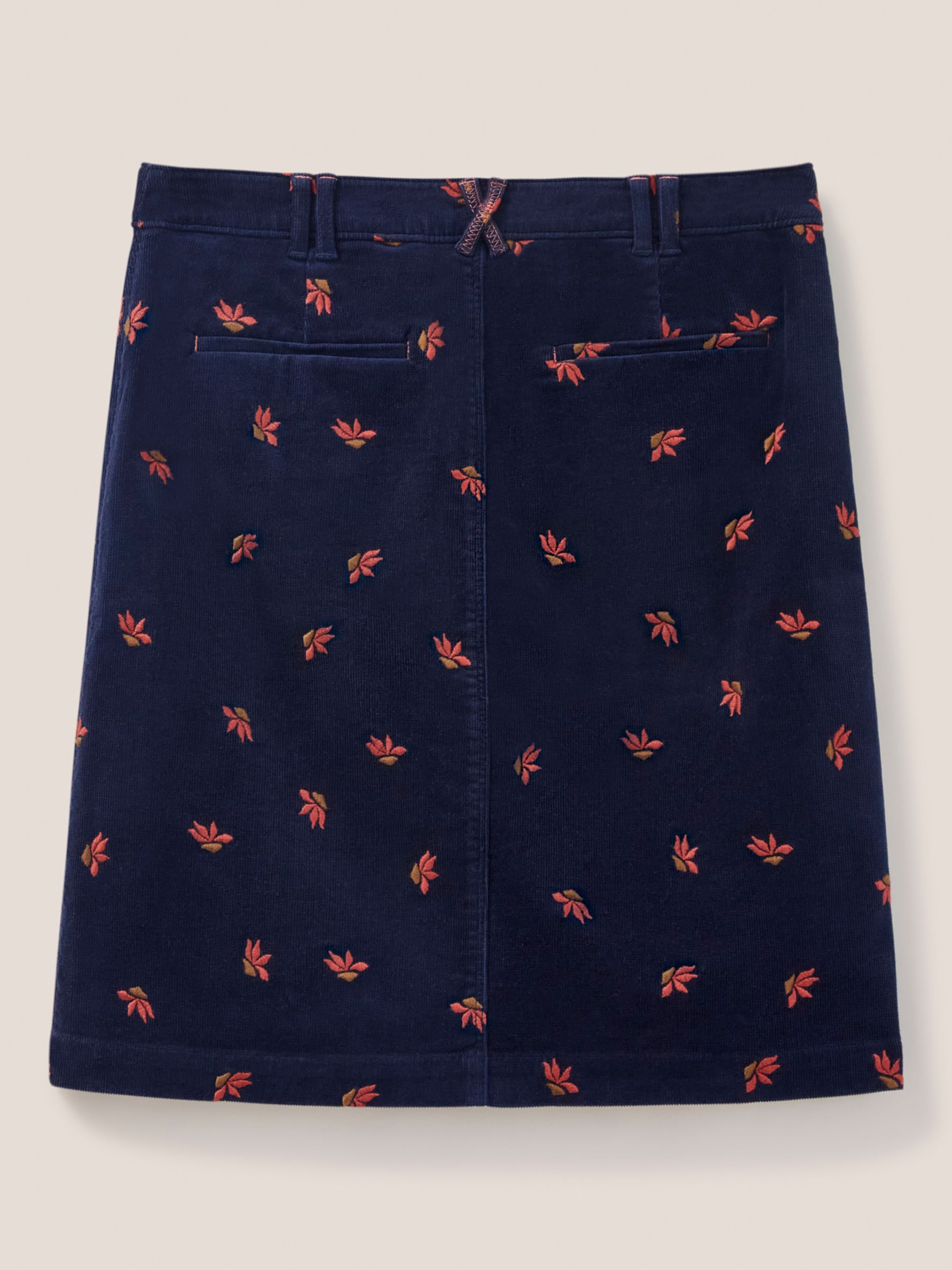 Buy White Stuff Melody Embroidered Corduroy Skirt, Navy Multi Online at johnlewis.com
