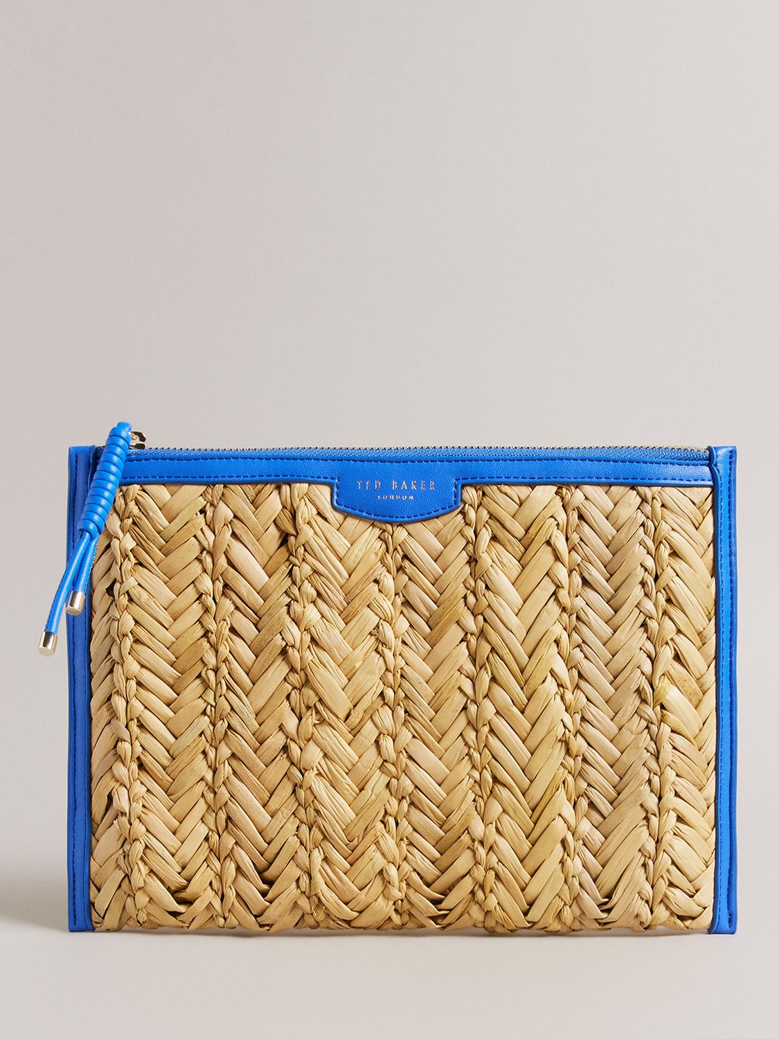 Ted Baker Ivelin Woven Seagrass Clutch Bag, Bright Blue, One Size