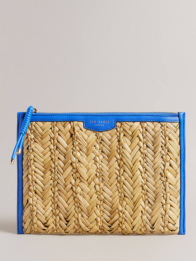 Ted Baker Ivelin Woven Seagrass Clutch Bag, Bright Blue