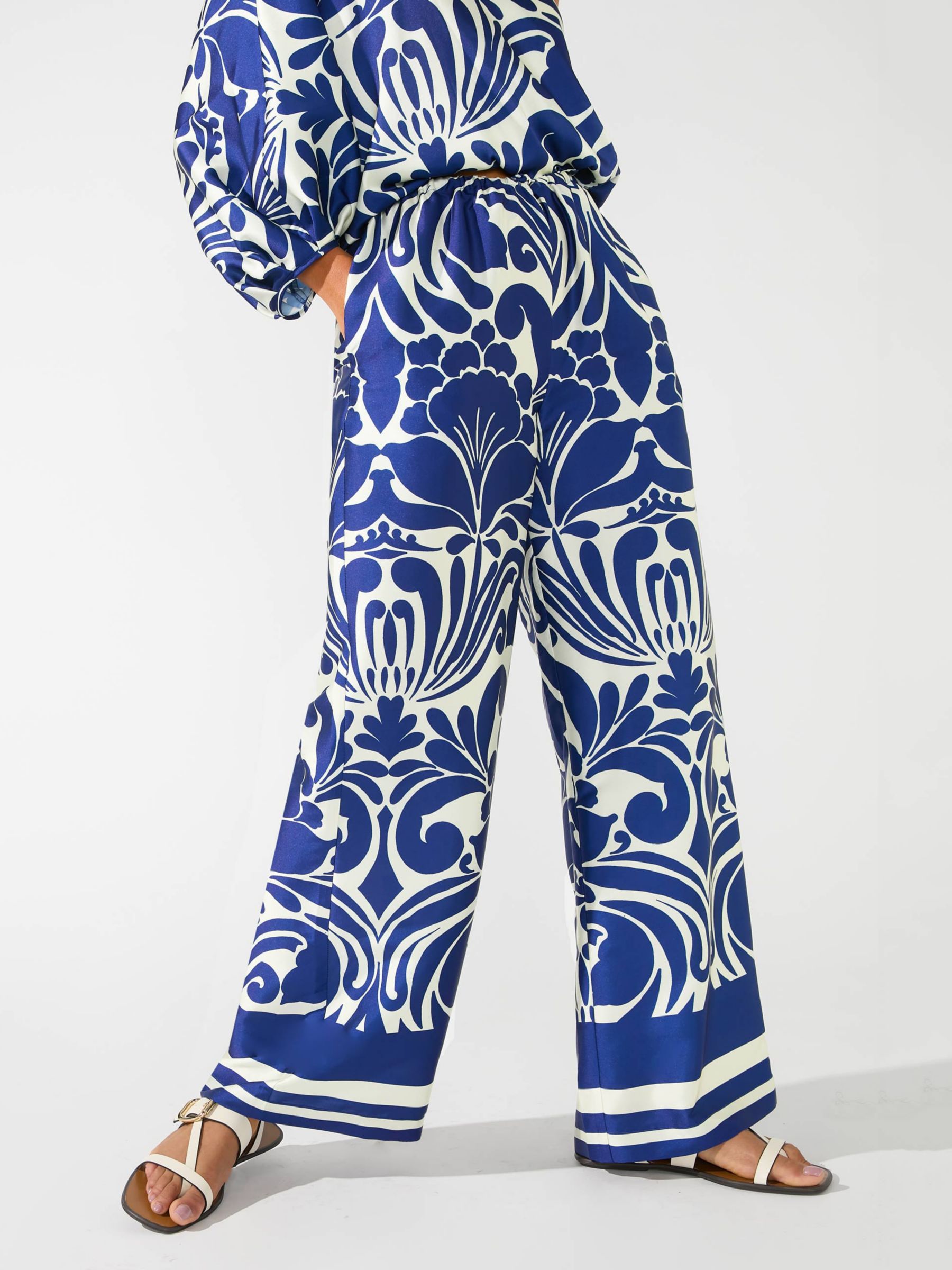 Ro&Zo Paisley Print Trousers, Blue/White at John Lewis & Partners