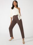 Ro&Zo Petite Tailored Side Zip Trousers, Brown, Brown