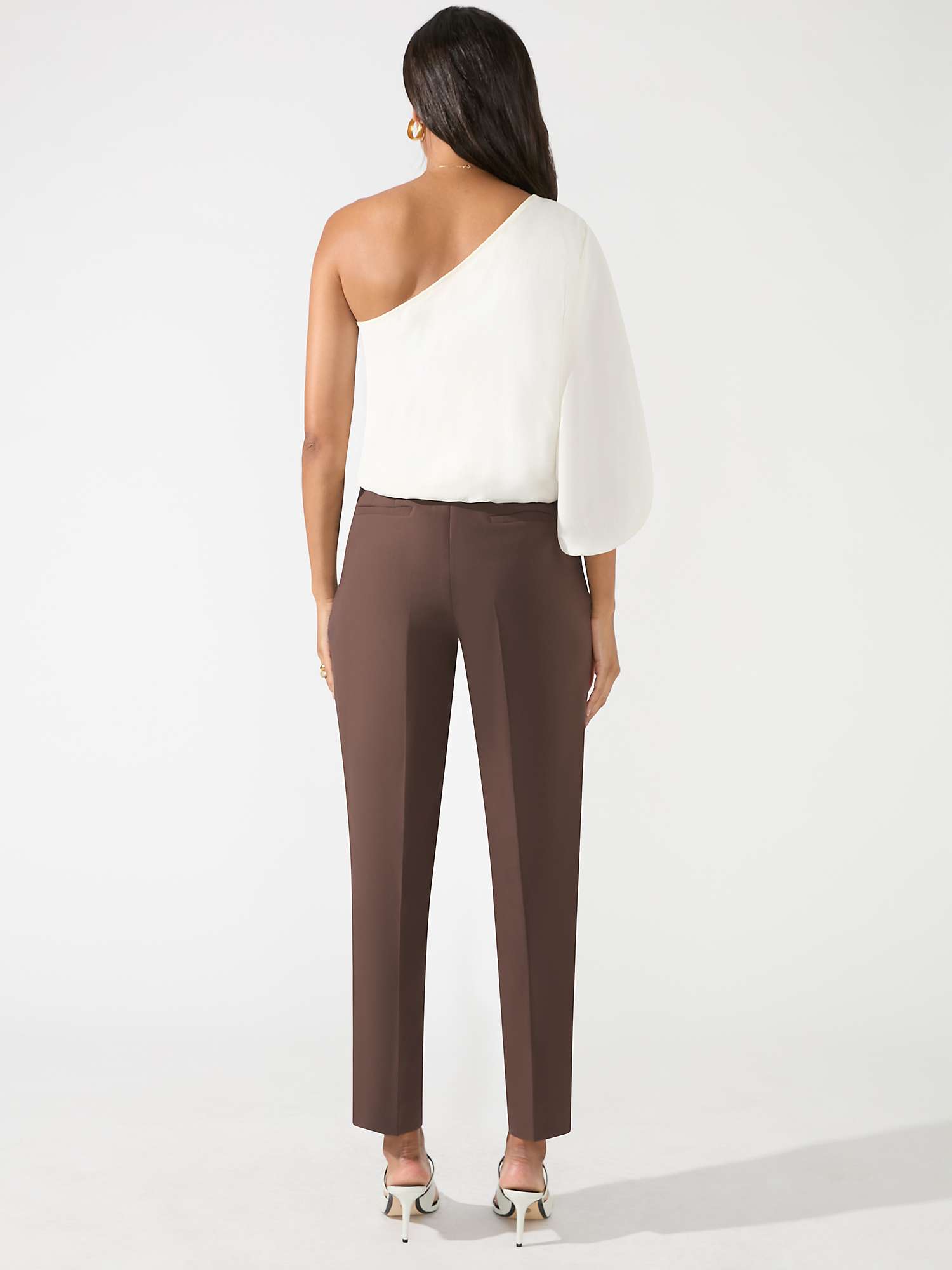 Buy Ro&Zo Petite Tailored Side Zip Trousers, Brown Online at johnlewis.com