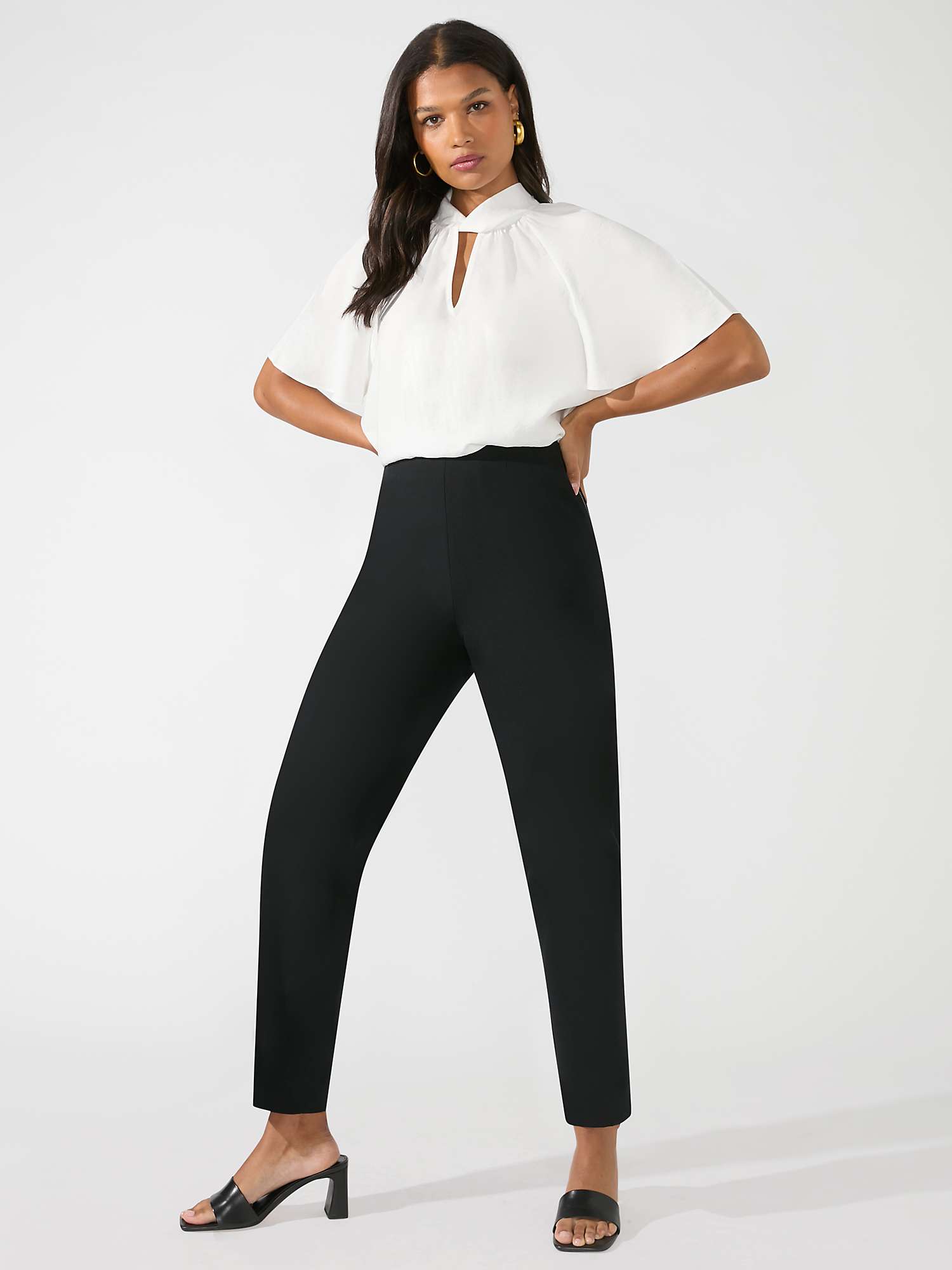 Buy Ro&Zo  Petite Side Zip Ponte Trousers, Black Online at johnlewis.com