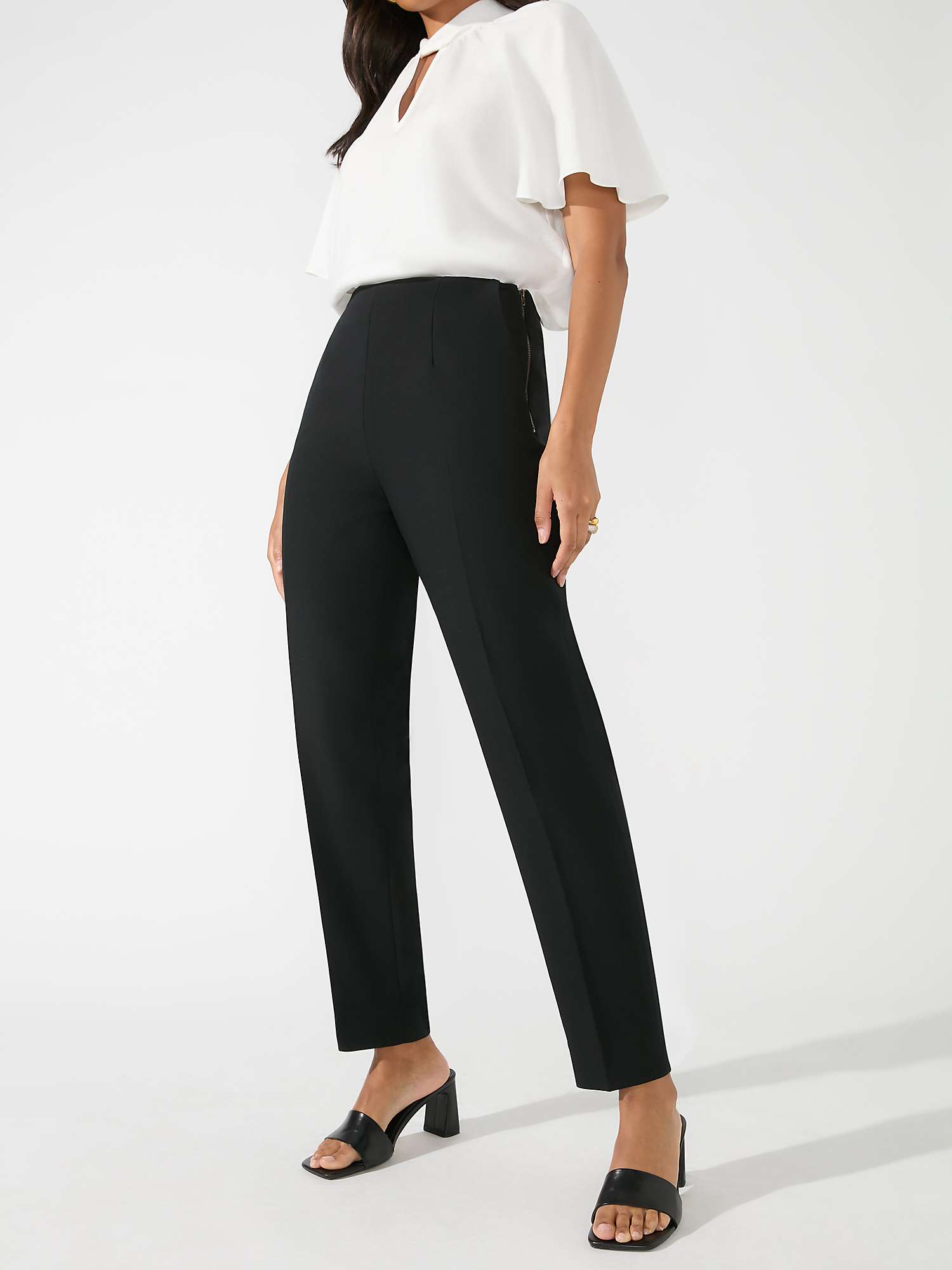 Buy Ro&Zo  Petite Side Zip Ponte Trousers, Black Online at johnlewis.com