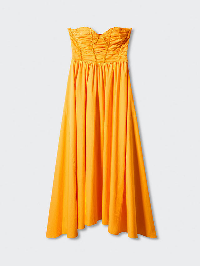 Mango Rita Flared Corset Dress, Orange at John Lewis & Partners