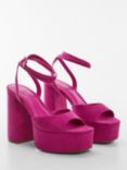 Mango Sou Platform Ankle Cuff Sandals, Bright Pink