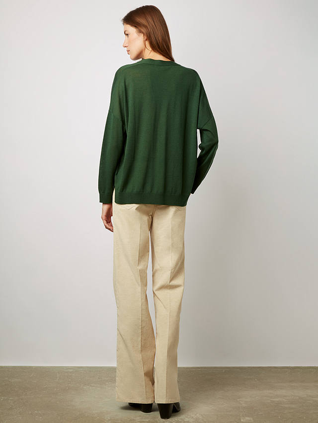 Gerard Darel Litzy Long Sleeve Wool Cardigan, Dark Green at John Lewis ...