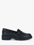Geox Kids' Casey Slip On Leather Loafer School Shoes, Black