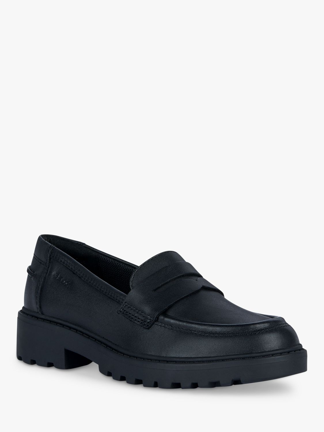 Geox Kids' Casey Slip On Leather Loafer School Shoes, Black, 40