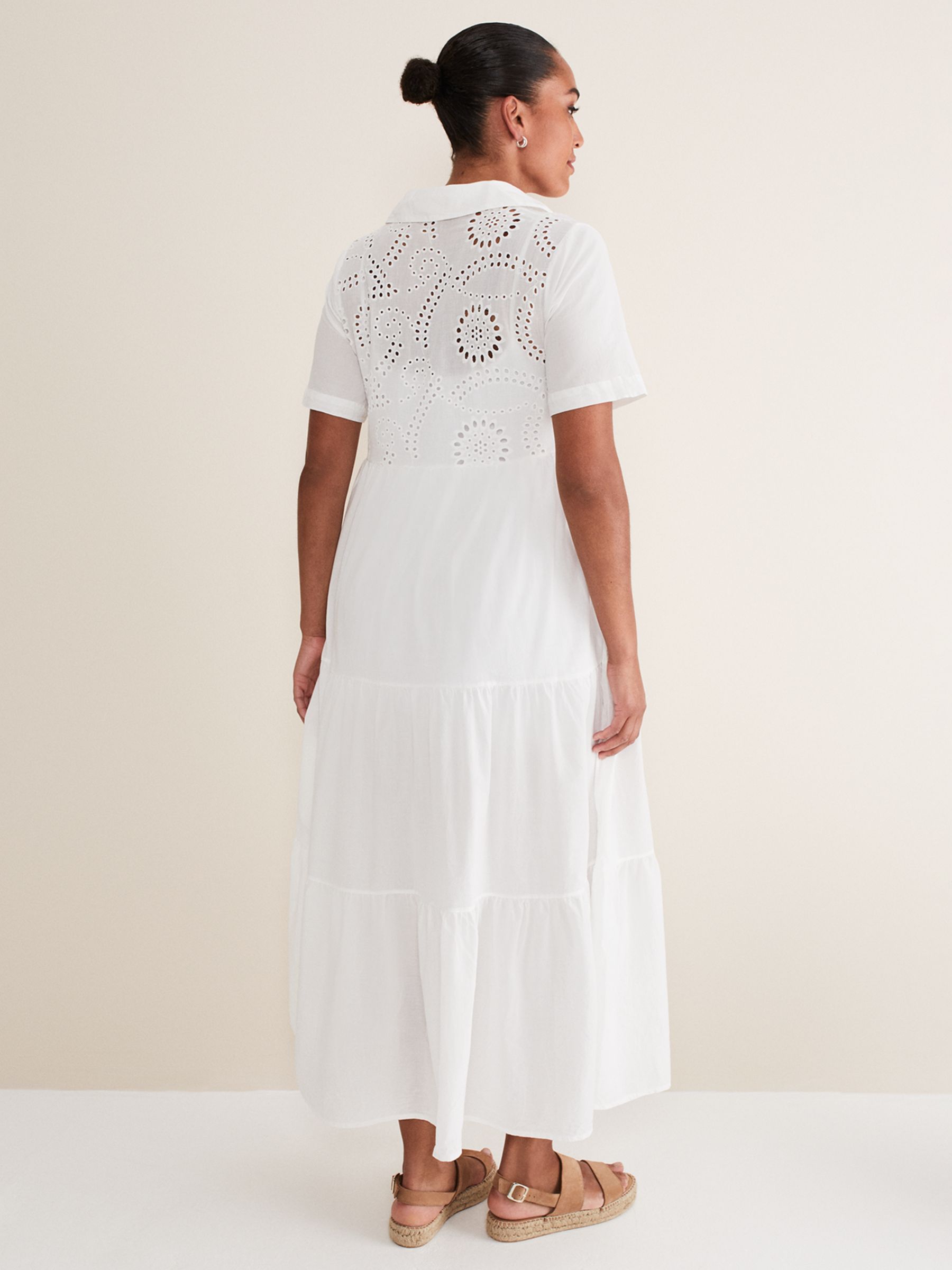 me Women's Tiered Broderie Dress - White - Size 14