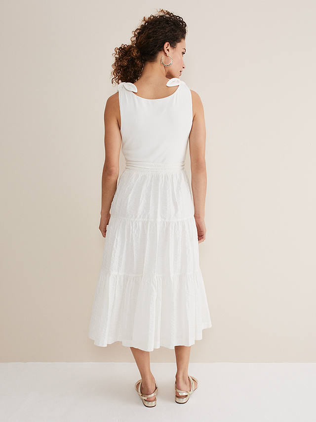 Phase Eight Jennie Strappy Tiered Dress, White at John Lewis & Partners