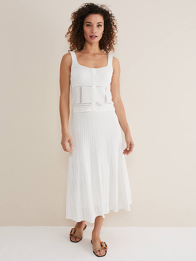 Phase Eight Clara Knit Co-Ord Vest, White at John Lewis & Partners
