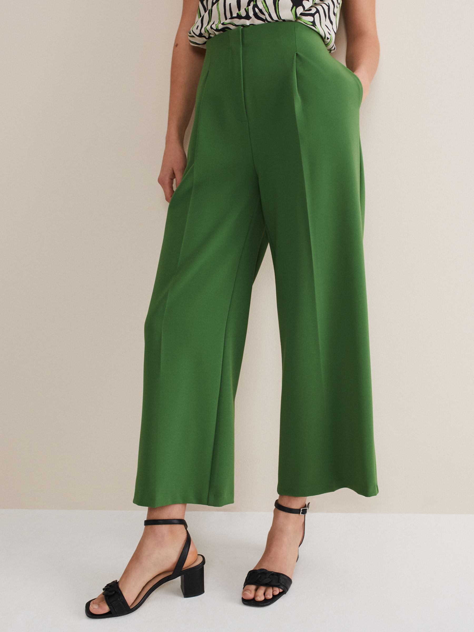 Phase Eight Aubrielle Wide Leg Culottes, Green