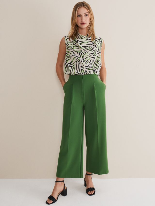 Phase Eight Aubrielle Wide Leg Culottes, Green, 8