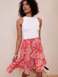 Mint Velvet Gracie Print Tiered Midi Skirt, Red/White
