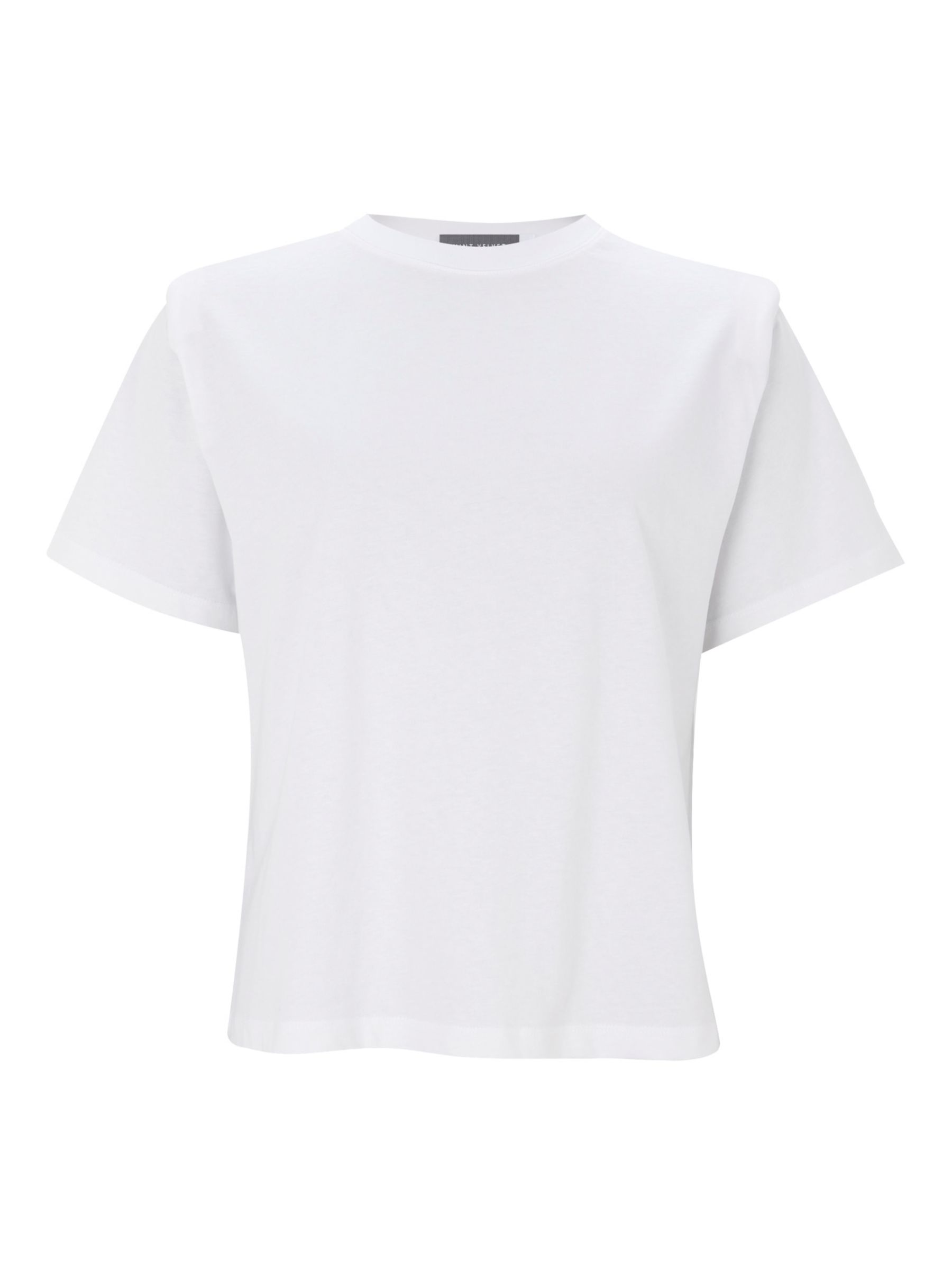 Mint Velvet Cotton Padded Shoulder T-Shirt, Ivory at John Lewis & Partners