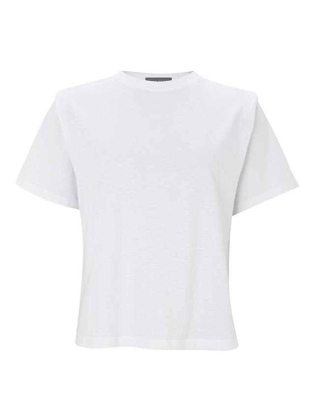 Mint Velvet Cotton Padded Shoulder T-Shirt, Ivory