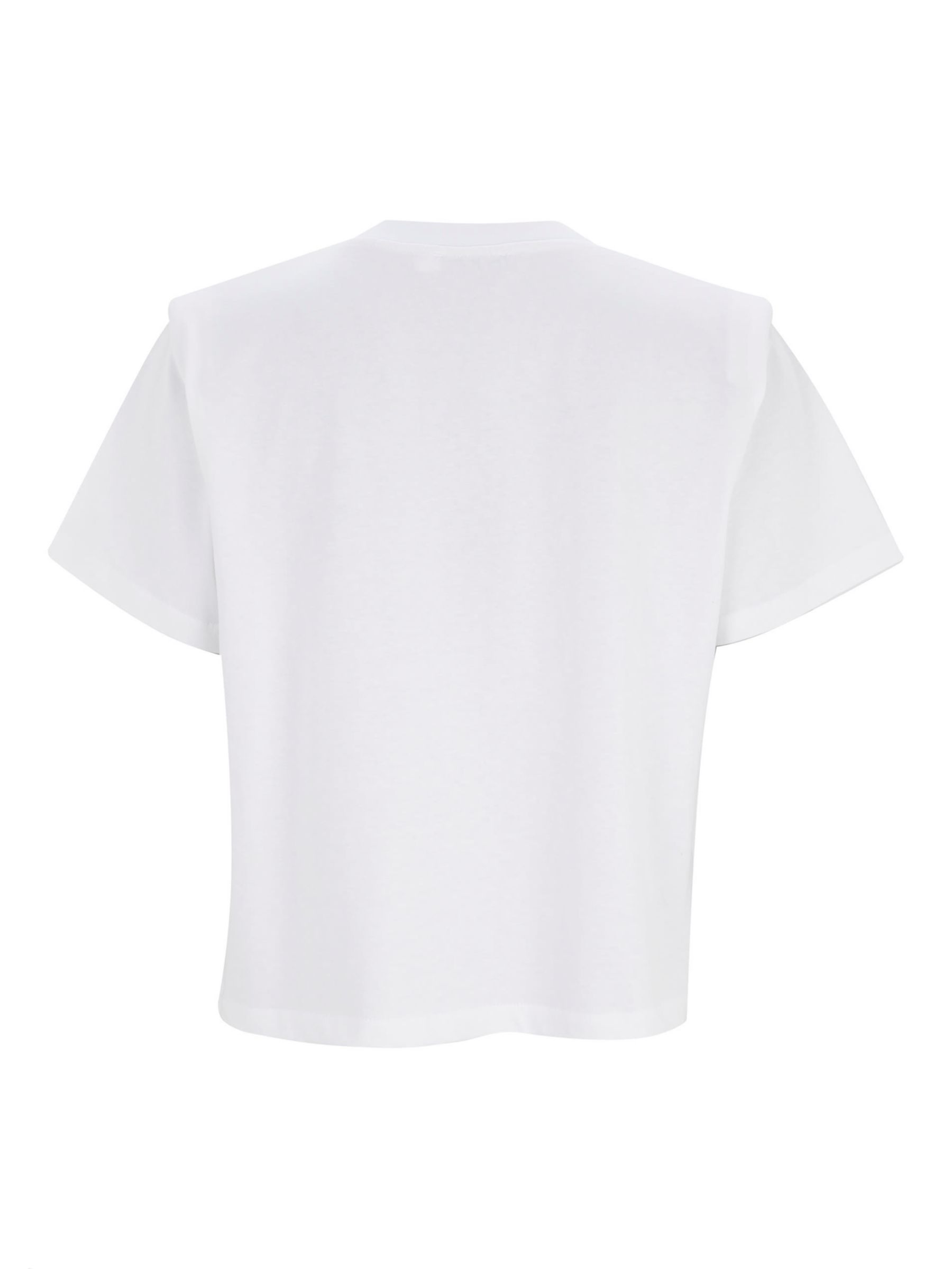 Mint Velvet Cotton Padded Shoulder T-Shirt, Ivory at John Lewis & Partners