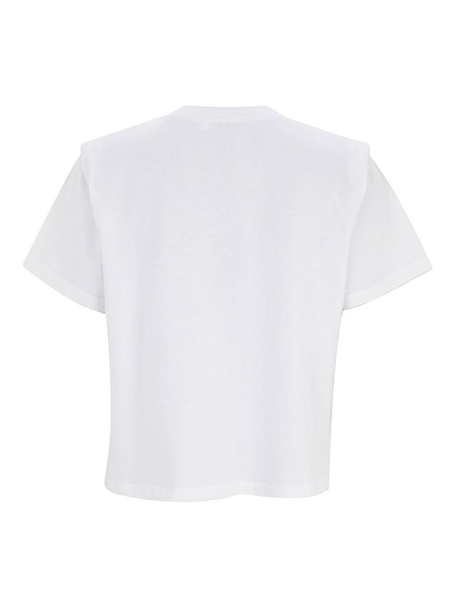 Mint Velvet Cotton Padded Shoulder T-Shirt, Ivory
